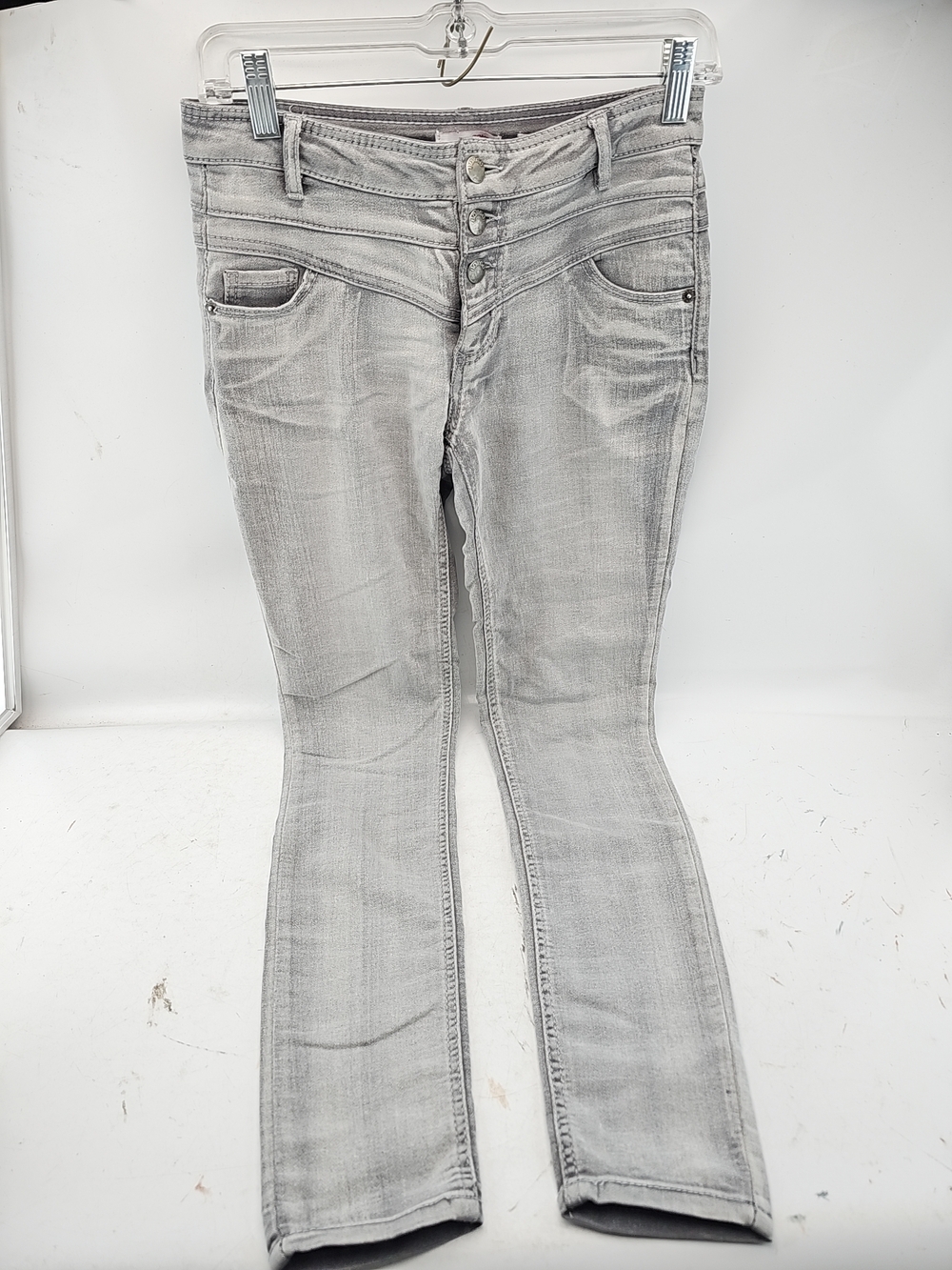 BONGO High Waisted Skinny Light Gray Straight Leg Jeans